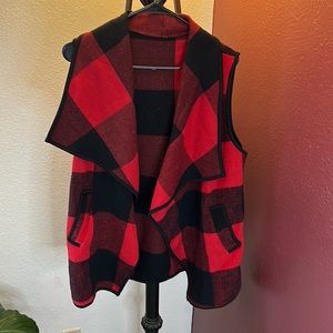 Red and black plaid fashion vest